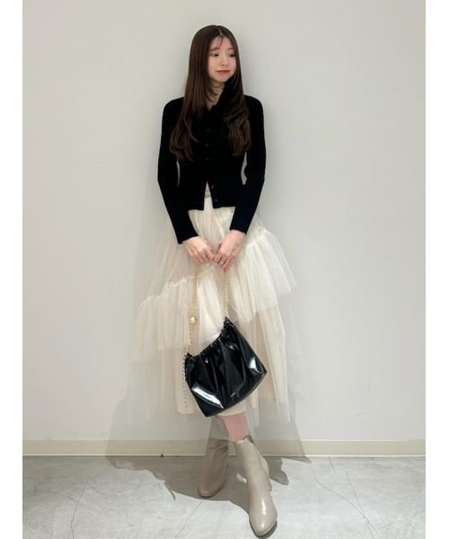 snidel ニットチュールxワンピース Chacott】ニット×チュールコンビ  