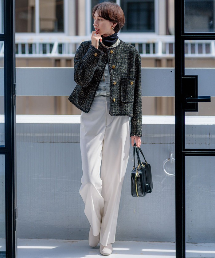 滝沢眞規子さん着用】GIOLICA ボタン ツイード ジャケット(507726212