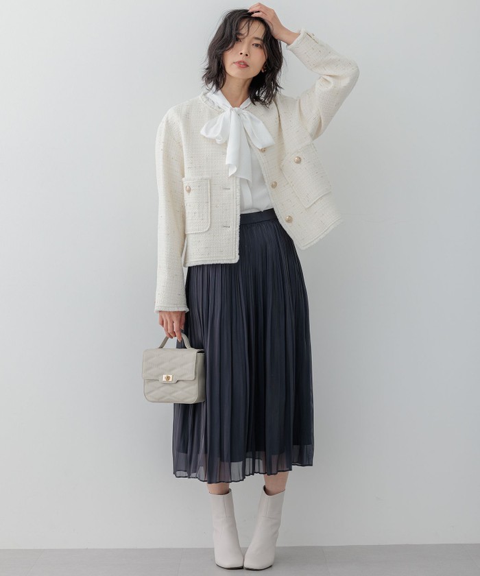 滝沢眞規子さん着用】GIOLICA ボタン ツイード ジャケット(507726212