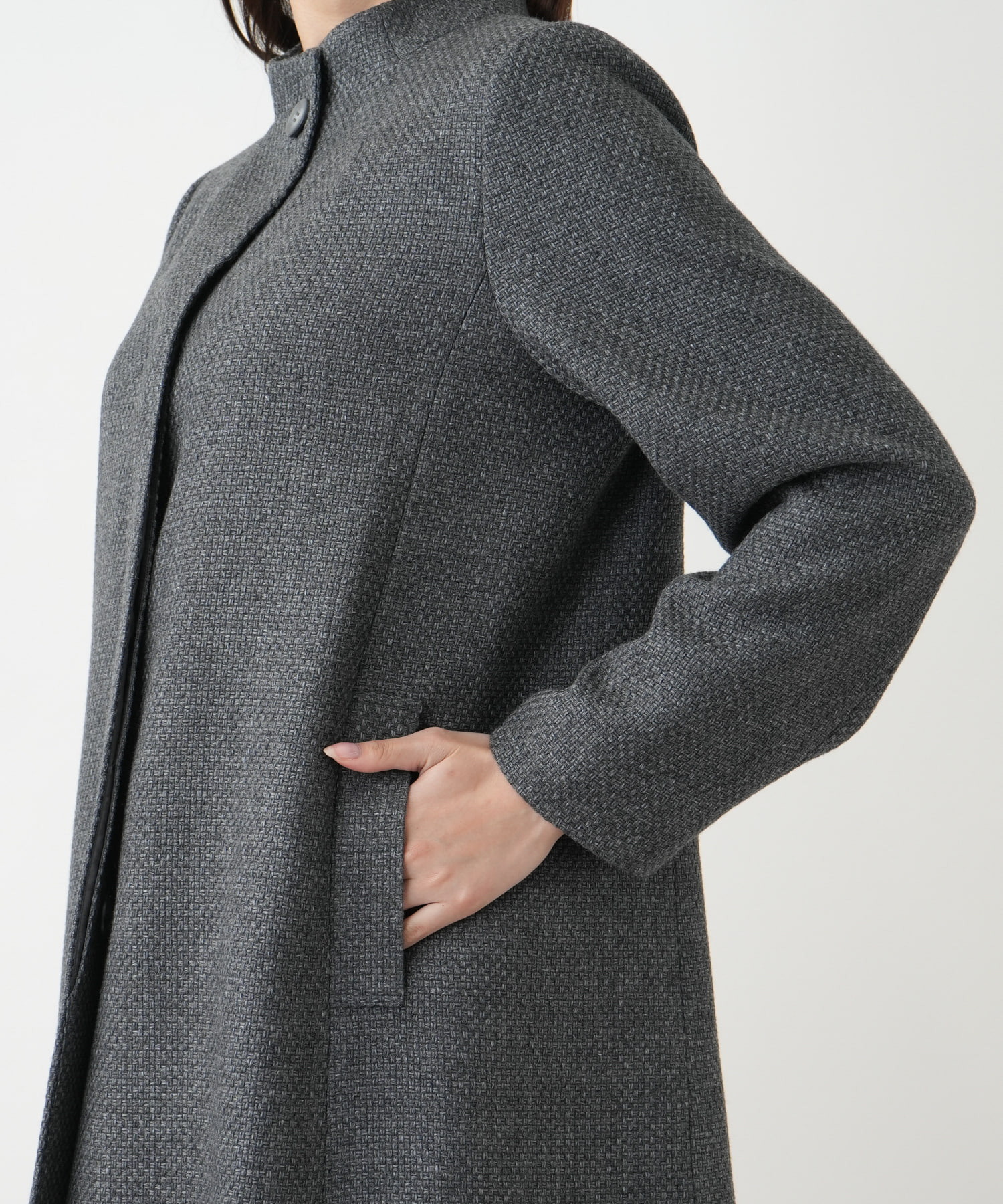 スタンドカラーコート【Leilian WHITE LABEL】（ウールコート