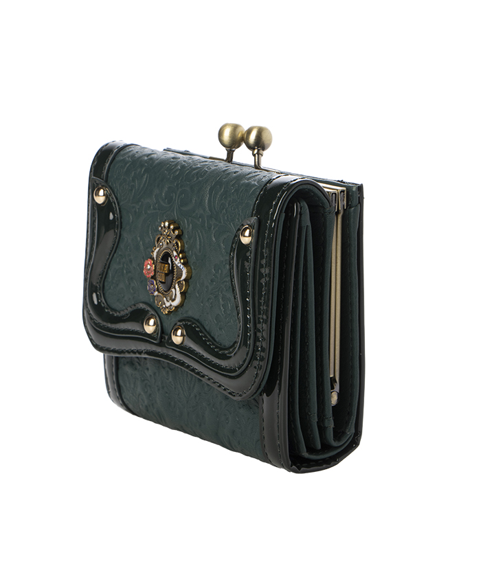 ☆新品・未使用☆アナスイ セルパン 口金財布 がま口財布 二つ折財布 ブラック ANNA SUI セルパン 二つ折り口金財布 ブラック -人気ブランドの