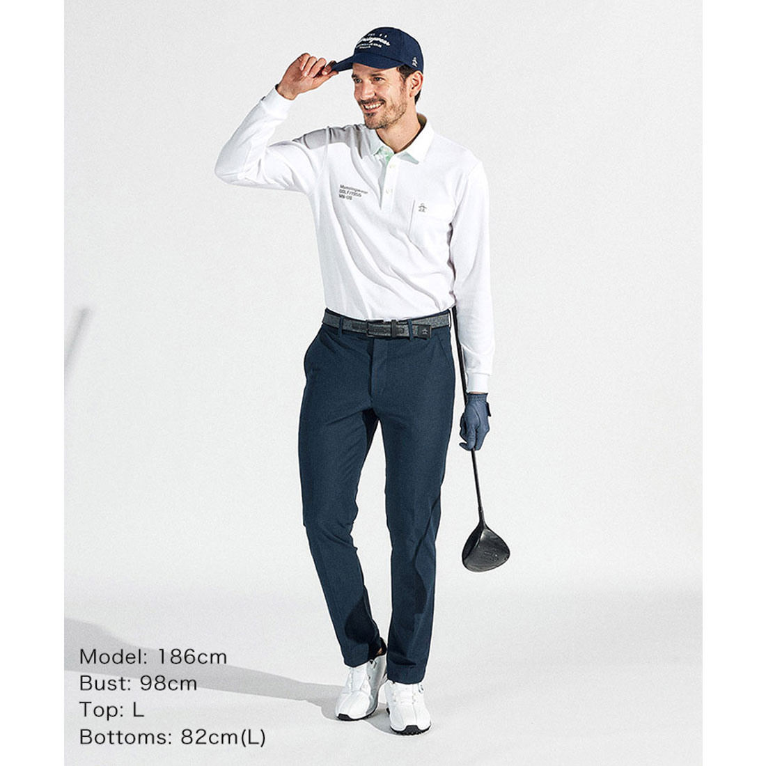 新品Munsingwear　サンスクリーンNIRドット鹿の子長袖ポロシャツ　LL マンシングウェア Munsingwear サンスクリーンNIRドット鹿の子長袖