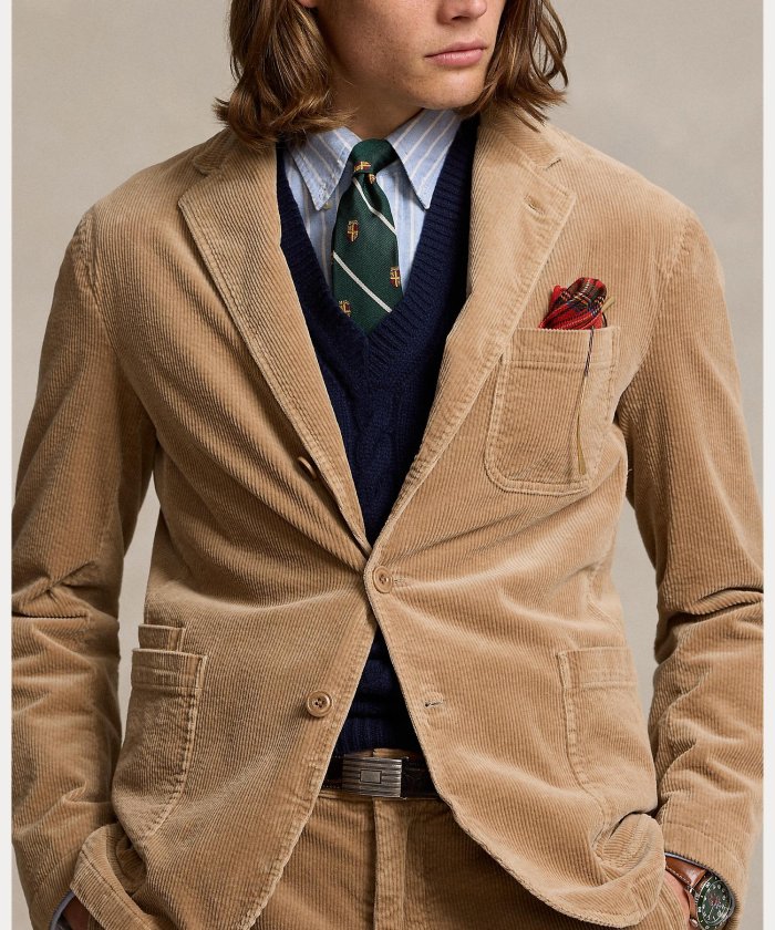 モダン ストレッチ コーデュロイ スーツ ジャケット(507769756 