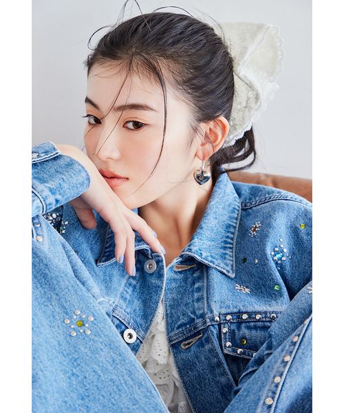 [L.B CANDY STOCK]ビジューデニムジャケット L.B CANDY STOCK]ビジュースタッズデニムジャケット(デニム
