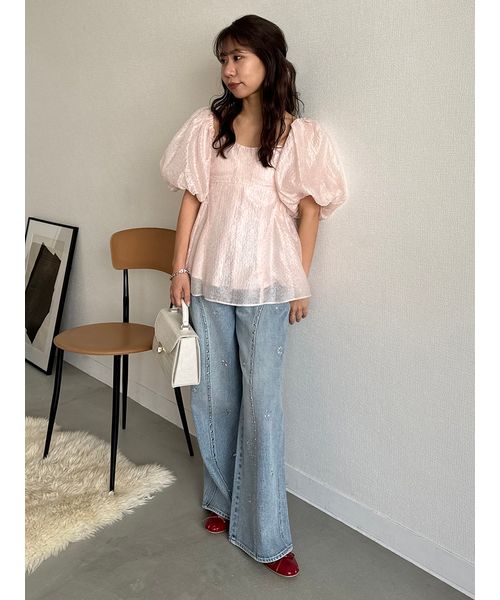 WEB限定カラー】3wayシアージャガードペプラムブラウス WEB限定カラー】3wayシアージャガードペプラムブラウス