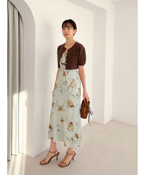 スペイン★Sfera★大人可愛いピンク魅せ ふわりホルター綿ワンピ ペイントフラワープリントワンピース(507805775)｜阪急百貨店