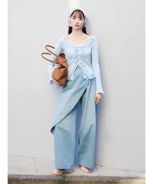 SNIDEL　Sustainableフリルニットプルオーバー定価13200円 Sustainableフリルニットプルオーバー（ニット/セーター