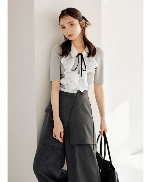 snidel スナイデル ラッフル刺繍ニットプルオーバー ラッフル刺繍ニットプルオーバー(ニット)｜トップス｜SNIDEL
