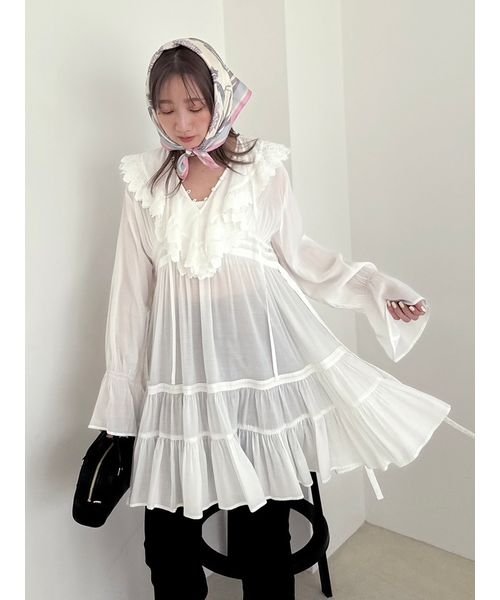 コットンライクラッフルカラーチュニック(507805760)｜阪急百貨店公式 