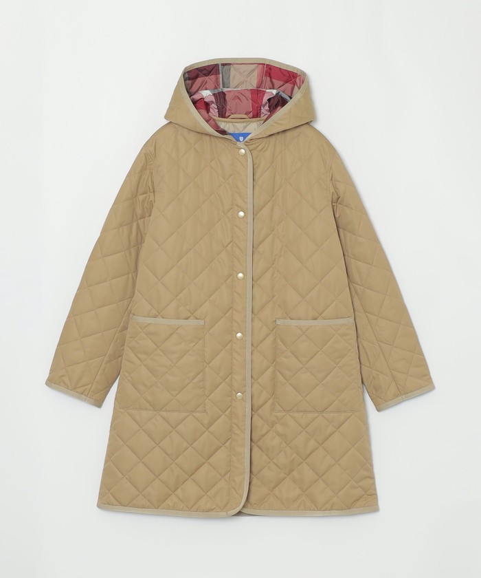 【高級】ブルーレーベルクレストブリッジ ウールコート ロング 茶 レッドチェック 一部店舗限定】クレストブリッジチェックキルティングロング