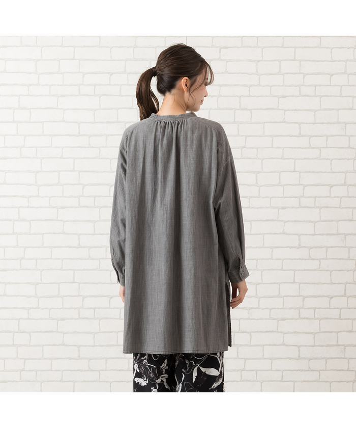 【手洗いOK・綿100％】製品洗いスラブデニムチュニックブラウス PISANO｜【手洗いOK・綿100%】製品洗いスラブデニムチュニック