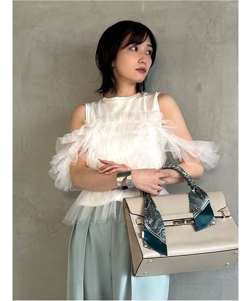 新品★FRAY I.D チュールコンビ2wayトップス FRAY I.D（フレイアイディー）の「チュールコンビ2wayトップス