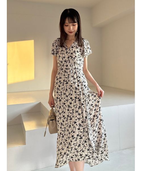 フレイアイディー　カシュクールプリントワンピース FRAY I.D｜カシュクールプリントワンピース