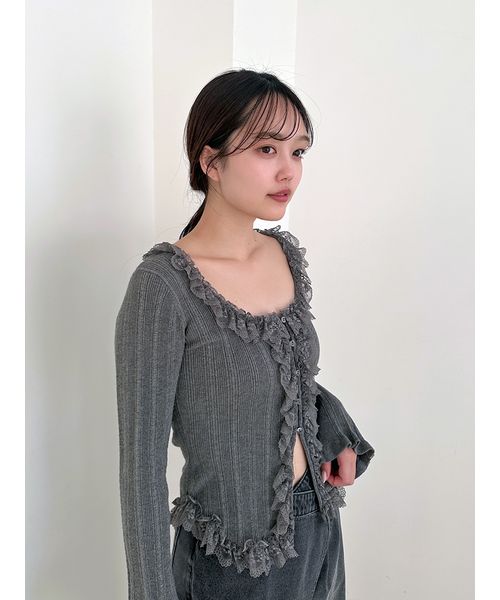 snidel Sustainableフリルニットプルオーバー Sustainableフリルニットプルオーバー（ニット）｜SNIDEL