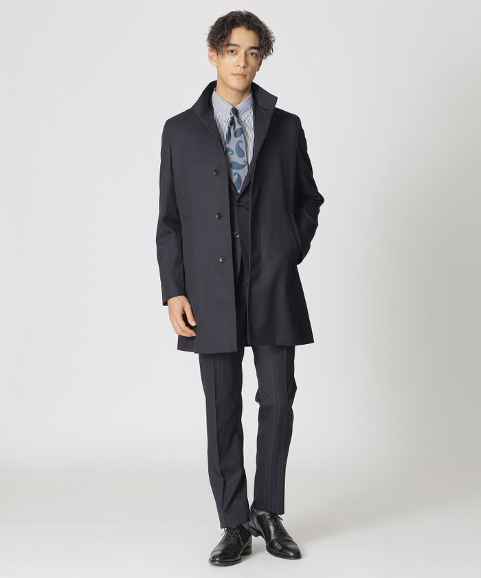 ウーステッドウール スタンドカラーコート(507793700)｜HANKYU MEN'S