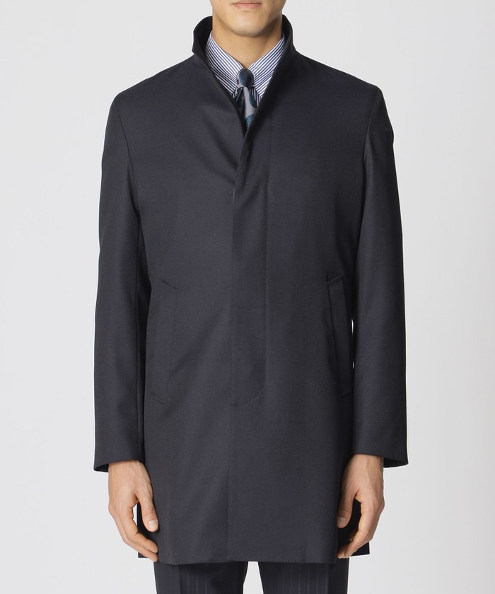 ウーステッドウール スタンドカラーコート(507793700)｜HANKYU MEN'S