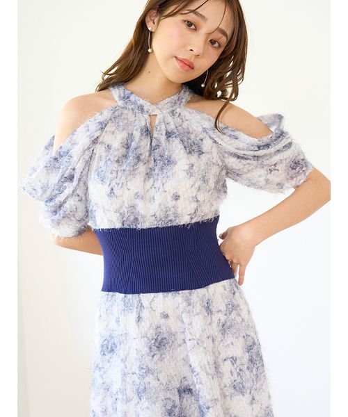SNIDEL フリンジウエストリブワンピース LGRY SNIDEL｜フリンジウエストリブワンピース | Rakuten Fashion