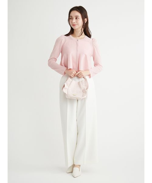 CELFORD セルフォード クロップドペプラムカーディガン BLK F クロップドペプラムカーディガン(ニットプルオーバー)｜TOPS