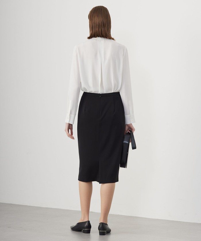 UVケア・速乾・洗える】BackSatinAmunzen バンドカラーブラウス