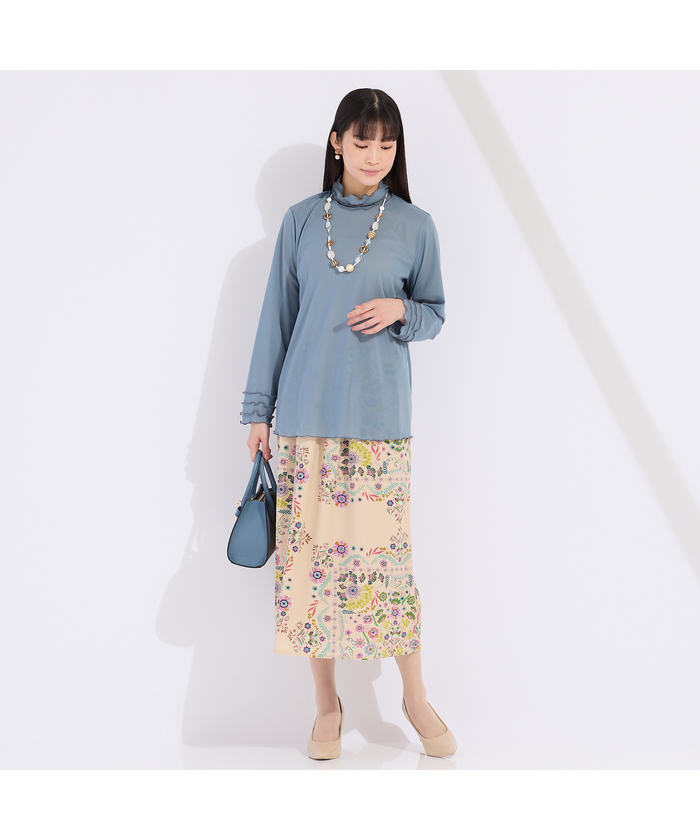ワイズメッシュ ハイネックフリルTシャツ (507840172)｜阪急