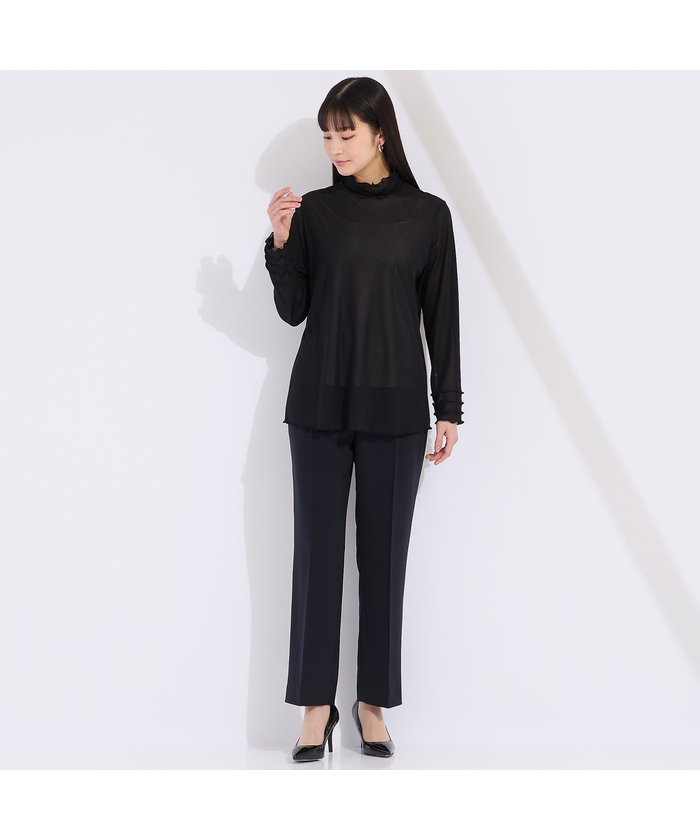 ワイズメッシュ　ハイネックフリルTシャツ ワイズメッシュ ハイネックフリルTシャツ (507840172)｜阪急