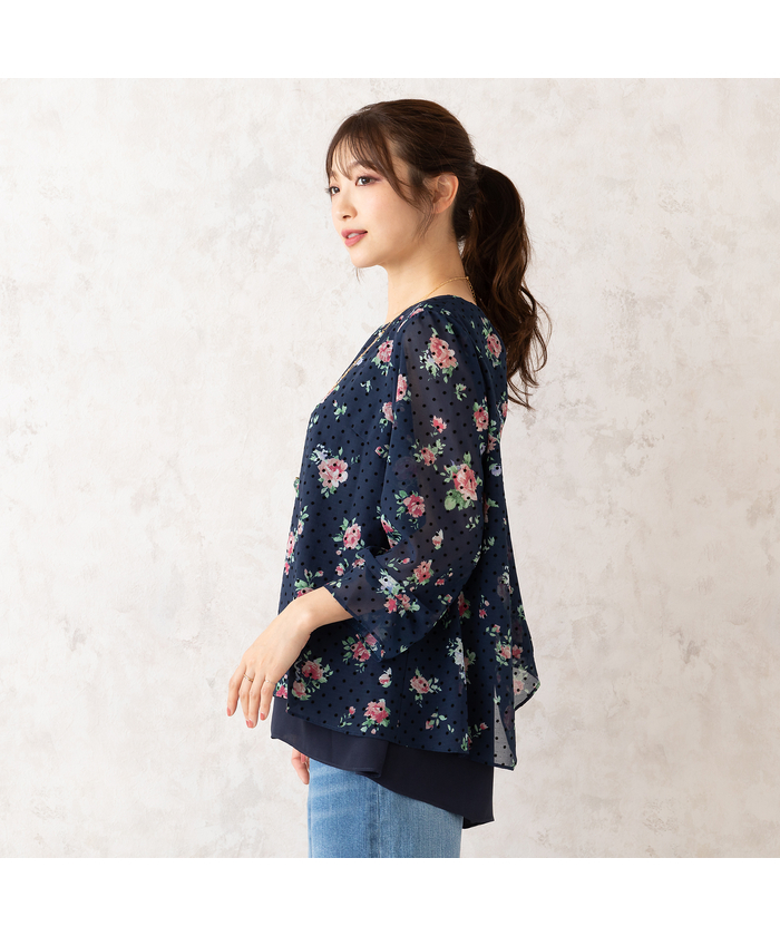 ローズティアラ（Rose Tiara）/オールドローズドットレイヤード風ブラウス ローズティアラ RoseTiara オールドローズドットレイヤード風ブラウス