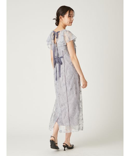 FRAY I.D：ミックスエンブロイダリーレースドレス：ブルー：0サイズ FRAY I.D フレイアイディー ミックスエンブロイダリーレース