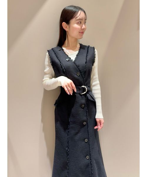 【Christian Dior】ツイードジレワンピース Christian Dior】ツイードジレワンピース