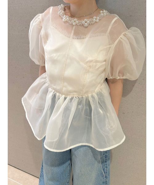 LILY BROWN ビジューオーガンペプラムトップス リリーブラウン LILY BROWN ビジューオーガンペプラムトップス