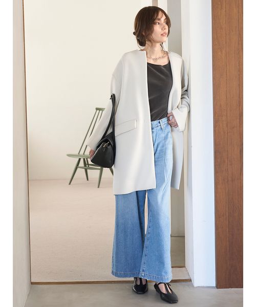 WEB限定00サイズ】ルーズフィットタックバギーデニムパンツ