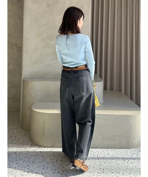 Mila Owen ルーズフィットタックバギーデニムパンツ WEB限定00サイズ】ルーズフィットタックバギーデニムパンツ