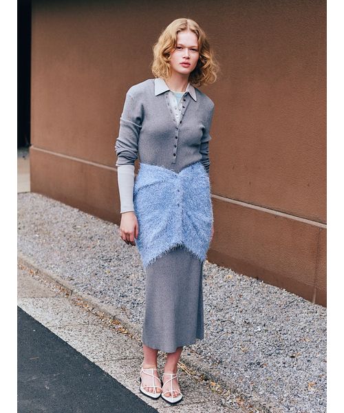 Mila owen Vネックプルオーバーシャギーニットベスト アイボリー ミラ