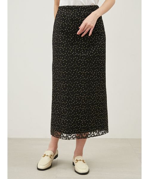 MilaOwen 花柄刺繍チュールレイヤードストレートスカート Amazon.co.jp: [ミラオーウェン] 花柄刺繍チュールレイヤード