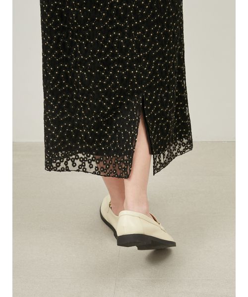 花柄刺繍チュールレイヤードストレートスカート(507933902