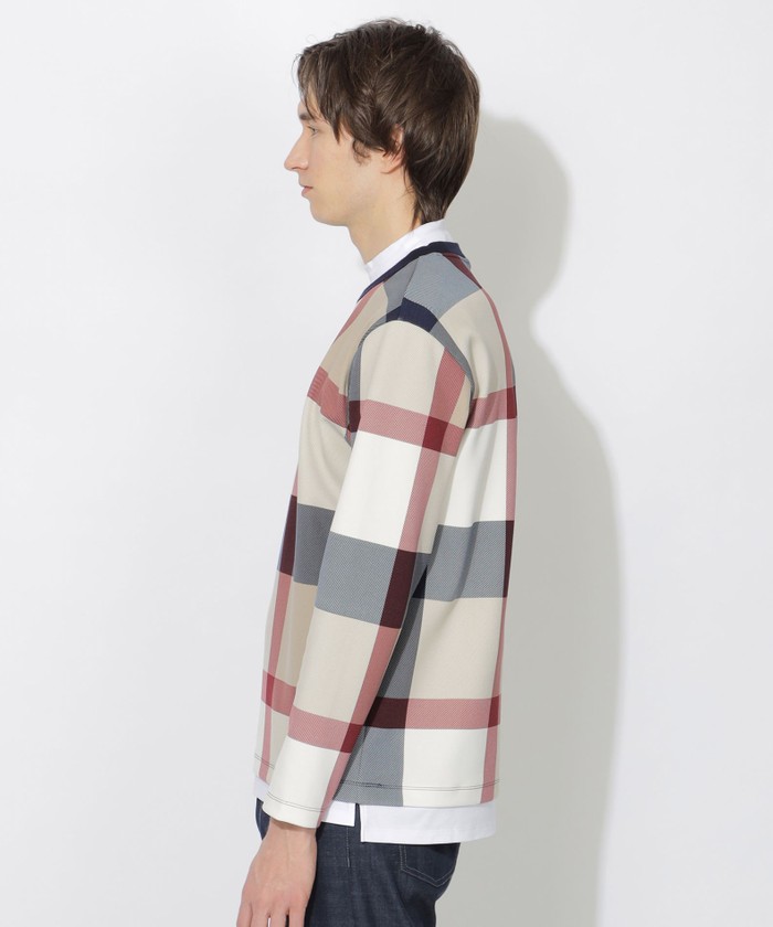 ブラックレーベルクレストブリッジ新品フェイクレイヤードチェックカットソー M WEB・一部店舗限定】フェイクレイヤードチェックカットソー