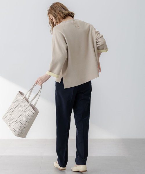 洗える】バイカラー リターンスリーブ ニット（洗える】バイカラー  