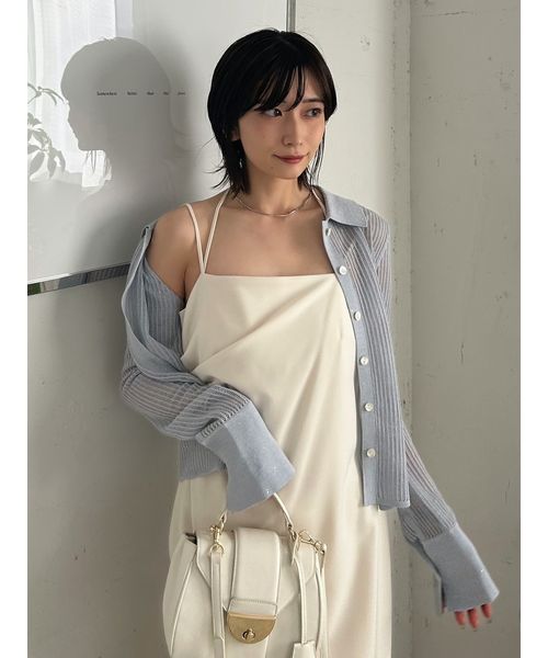フレイアイディーストライプメッシュポロカラーニット Amazon | [フレイ アイディー] ストライプメッシュポロカラー