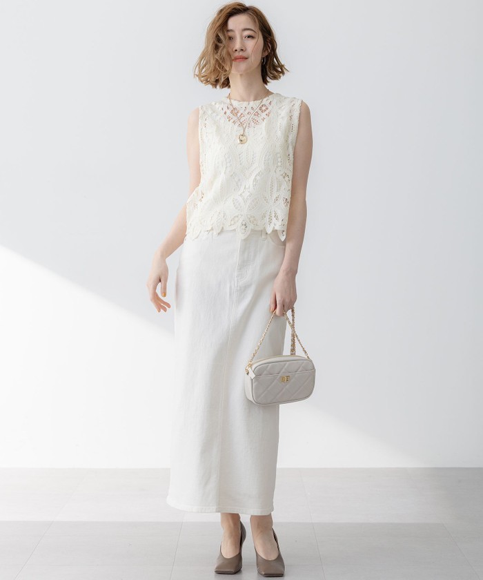 洗える】エンブロイダリーレース ニットベスト(507974394)｜阪急百貨店