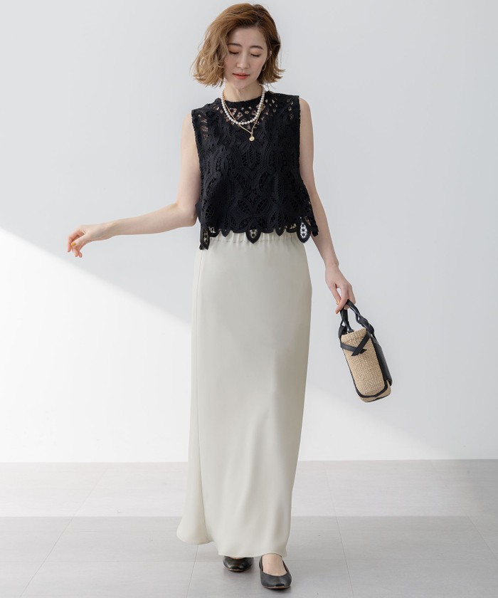 洗える】エンブロイダリーレース ニットベスト(507974394)｜阪急百貨店