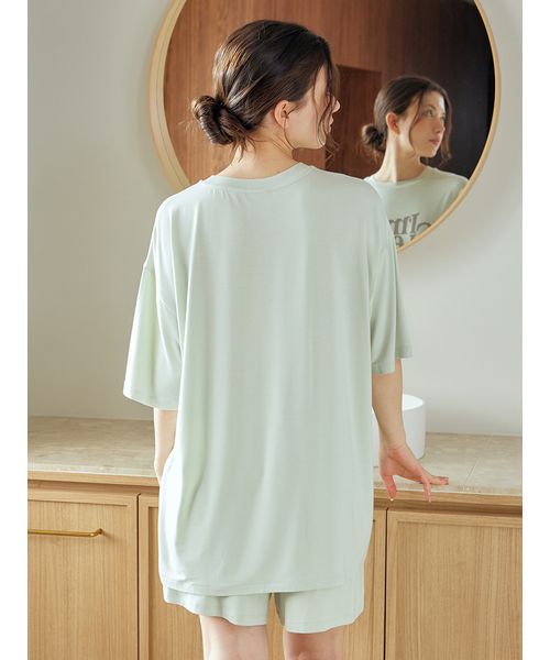 接触冷感】カラフルレーヨンロゴBIGTシャツ＆ショートパンツ