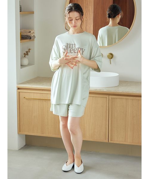 接触冷感】カラフルレーヨンロゴBIGTシャツ＆ショートパンツ