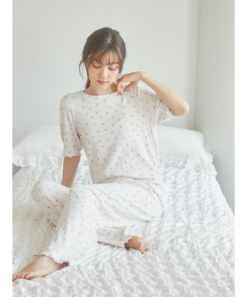 SPRING】さくら柄針抜きTシャツ(カットソー・Tシャツ)｜ルーム