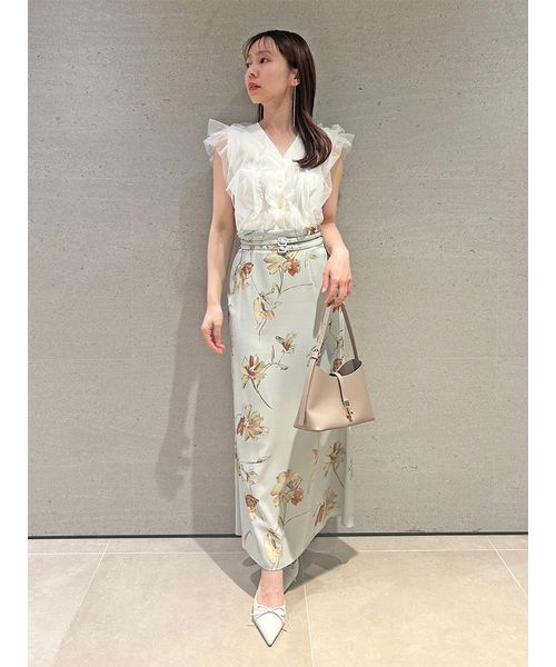 完売♡新作新品♡SNIDEL チュールフリルノースリニットプルオーバー♡ BLK SNIDEL｜チュールフリルノースリニットプルオーバー | Rakuten