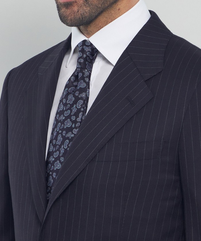 ストフ 日本製 ウール クール セレブ 高級 ラグジュアリー 紳士 男女兼用 ウールシルク チョークストライプスーツ(507882131)｜HANKYU MEN'S