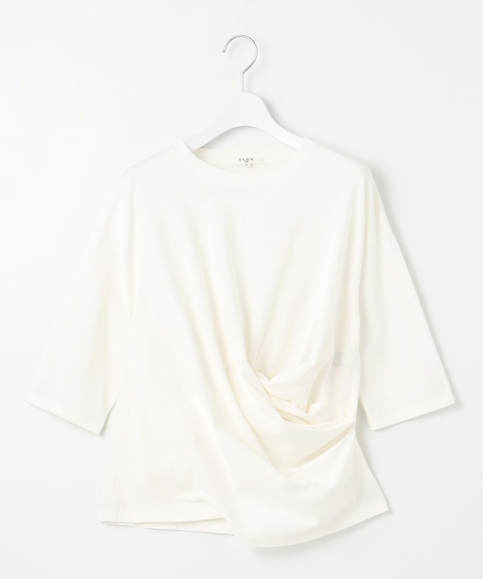 SLOW/一部店舗限定】MVSコットン カシュクール 5分丈 Tシャツ