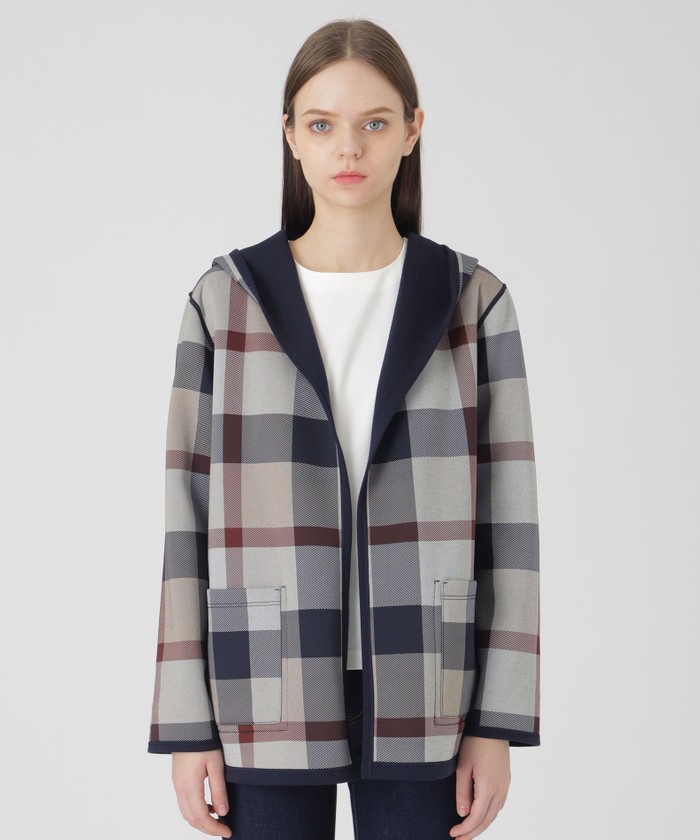 【新品タグ付】クレストブリッジチェックリバーシブルダンボールミディ丈コーディガン クレストブリッジチェックリバーシブルダンボールミディ丈