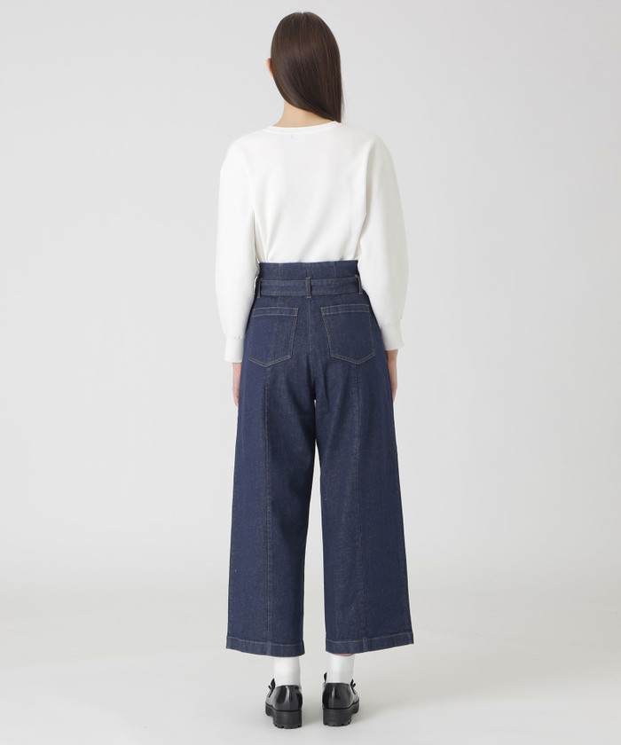 ムラ糸ストレッチデニムワイドパンツ 一部店舗限定】ムラ糸ストレッチデニムワイドパンツ(507840058