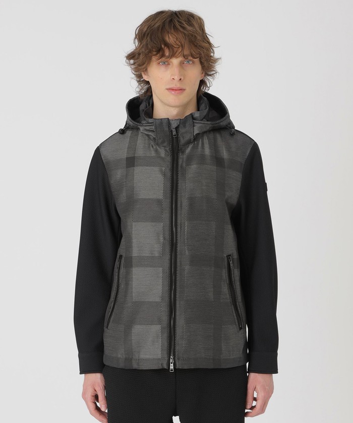 BLACK lab.】シャドーチェックハイブリッドパーカー(507952825