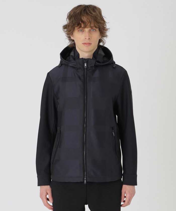 BLACK lab.】シャドーチェックハイブリッドパーカー(507952825