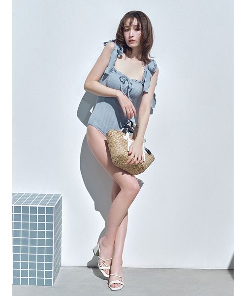 Lily brown ショルダーリボンスウィムウェア　ブルー Lily brown ショルダーリボンスウィムウェア ブルー LILY BROWN